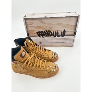 Converse Bandulu Pro Leather Mid Light Honey Brown Paint Splatter Men 9 Shoes